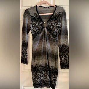 ROBERTO CAVALLI Lace Print Knit Dress with Rhinestones Size 40/ 4 US